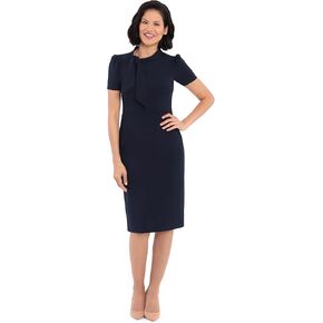 Maggy London Women's Midi Short Sleeve Sheath with Neck Tie Career Office Work Wear in Kuwait