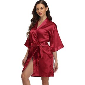 Valennia Women Satin Robe Wedding Shower Party Bathrobe Silky Kimono For Bride and Bridesmaids in Saudi Arabia