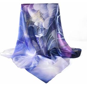100% Mulberry Silk Scarf-Printed or Solid Color 35" Square Large Silk Hair Head Wrap Scarf With Gift Box Package in Kuwait