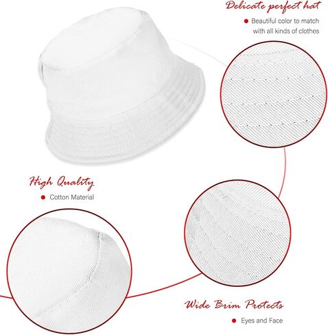 Sibba Bucket Hat Summer Fisherman Sunshade Caps Unisex Packable Hats for Women Men Sun Beach Fishing Cap Holidays Hiking Camping Shopping Outdoor 56-58cm Plain Colors, White, M in Saudi Arabia