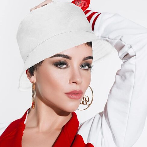 Sibba Bucket Hat Summer Fisherman Sunshade Caps Unisex Packable Hats for Women Men Sun Beach Fishing Cap Holidays Hiking Camping Shopping Outdoor 56-58cm Plain Colors, White, M in Saudi Arabia