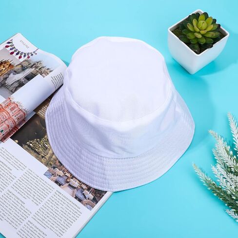 Sibba Bucket Hat Summer Fisherman Sunshade Caps Unisex Packable Hats for Women Men Sun Beach Fishing Cap Holidays Hiking Camping Shopping Outdoor 56-58cm Plain Colors, White, M in Saudi Arabia