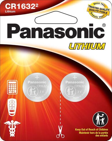 Panasonic CR1632 3.0 Volt Long Lasting Lithium Coin Cell Batteries in Child Resistant, Standards Based Packaging, 2-Battery Pack in Saudi Arabia