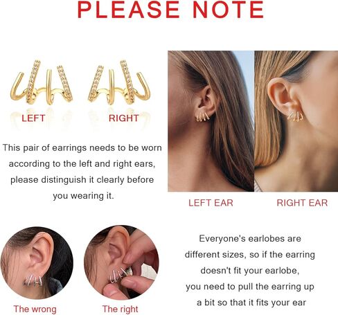 أقراط مخلب للنساء لامعة كريستال الزركون إبرة مسمار الأذن الأصفاد الأقراط تبدو وكأنها ثقب متعددة 4 في 1 هوب أقراط للفتيات in Kuwait