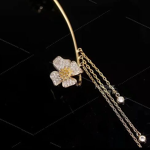 YRlilicc كريستال فراشة الأذن الأصفاد 2PCS غير مثقوب حجر الراين المتلألئ فراشة زهرة شرابة الأذن كليب أقراط الغضروف متسلق الأذن التفاف حفلة موسيقية الأذن مجوهرات للنساء (الذهب) in Kuwait