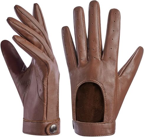 Harssidanzar Leather Driving Gloves for Womens,Touchscreen Texting Unlined Thin Sheepskin Dress Leather Gloves KL021 in Kuwait