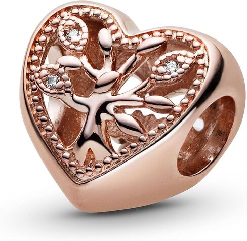 PANDORA Jewelry Openwork Family Tree Heart Charm - Bracelet or Necklace Charm for Women - 14k Rose Gold-Plated with Cubic Zirconia in Saudi Arabia