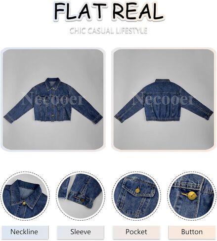 جاكيت جينز نسائي من Necooer مقاس كبير لصديقك المتوتر والممزق من قماش الدنيم معاطف جينز مطاطية in Kuwait