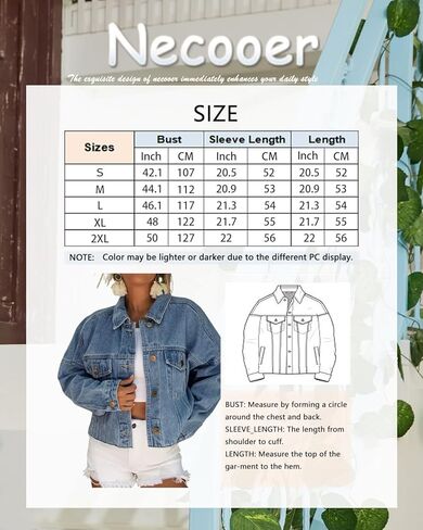 جاكيت جينز نسائي من Necooer مقاس كبير لصديقك المتوتر والممزق من قماش الدنيم معاطف جينز مطاطية in Kuwait