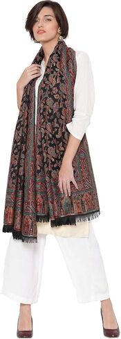 Weavers Villa Women's Pashmina Wool Blend Indian Handicraft Woven Shawls, Scarf, Wraps [Large Size: 40" X 80"] in Kuwait