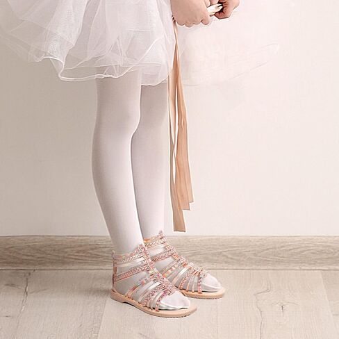 MIXIN Girls Gladiator Sandals Shimmer Strapped Summer Flat Open Toe Ankle Sandals with Heel Zipper for Little/Big Kids in Kuwait