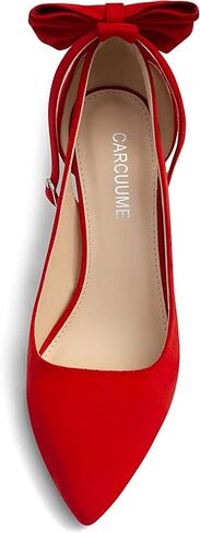 Carcuume Womens High Heels Bow Tie Back Lace Strappy High Heels Wedding Dress Shoes Sexy Close Toe Stiletto Sandals Heels Ankle Strap D'Orsay Pumps in Kuwait