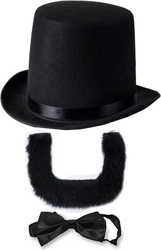 Funny Party Hats Abraham Lincoln Costume Set - Hat with Beard and Necktie- Presidents day- Lincoln's Birthday- Patriotic Costume (3 PC Set) in Saudi Arabia