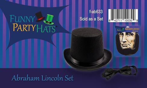 Funny Party Hats Abraham Lincoln Costume Set - Hat with Beard and Necktie- Presidents day- Lincoln's Birthday- Patriotic Costume (3 PC Set) in Saudi Arabia