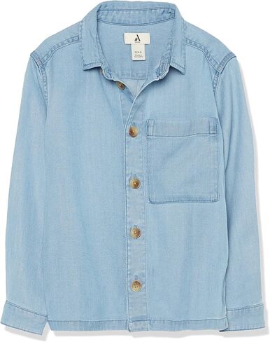 Amazon Essentials Boys' Chambray-Stretch Long Sleeve Shirt in Kuwait
