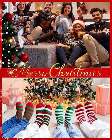 Toulite 60 Pairs Christmas Fuzzy Socks Bulk Socks for Women Soft Plush Slipper Socks Winter Socks Striped Fluffy Socks Warm Sleeping Socks for Holiday Indoor Home Bright Color One Size in Saudi Arabia