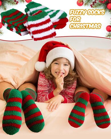 Toulite 60 Pairs Christmas Fuzzy Socks Bulk Socks for Women Soft Plush Slipper Socks Winter Socks Striped Fluffy Socks Warm Sleeping Socks for Holiday Indoor Home Bright Color One Size in Saudi Arabia