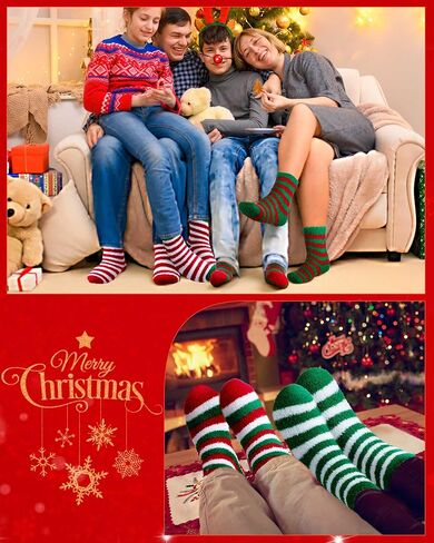 Toulite 60 Pairs Christmas Fuzzy Socks Bulk Socks for Women Soft Plush Slipper Socks Winter Socks Striped Fluffy Socks Warm Sleeping Socks for Holiday Indoor Home Bright Color One Size in Saudi Arabia
