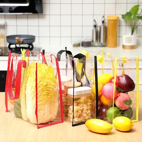 Abbylike 50 Pcs 12 x 12 x 6'' Clear Tote Bag Stadium Approved Plastic Tote Bag Large Clear Plastic Bags with Handles Transparent Women's Tote Handbags for Gyms Sports Schools Work Shopping Concerts in Saudi Arabia