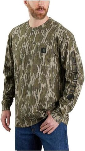 Carhartt Men's 105483 Loose Fit Heavyweight Long-Sleeve Pocket Camo Logo Graphi in Saudi Arabia