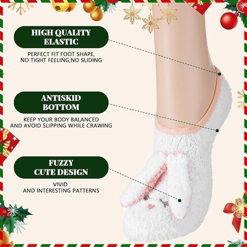 Suhine 6 Pairs Women's Slipper Socks Non Slip Fuzzy Slipper Socks with Grippers Animal Fuzzy Socks Grip Socks, One Size in Kuwait