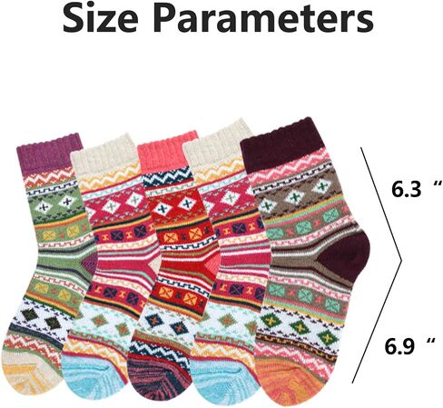 kissleaf Wool Socks for Women, 5 Pairs Winter Warm Thick Crew Knit Socks Vintage Cozy Soft Cute Nordic Cabin Gifts in Saudi Arabia
