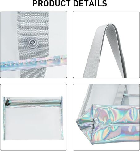 موسلانكا شنطة يد كبيرة شفافة للنساء للعمل والسفر والتسوق والرياضة (مع جيب بسحاب قابل للفصل)، شنطة شفافة, حقيبة شفافة in Kuwait