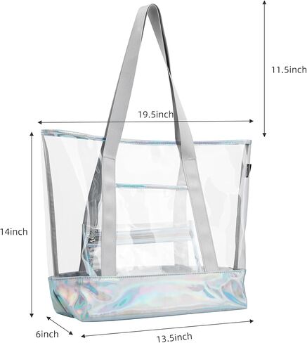 موسلانكا شنطة يد كبيرة شفافة للنساء للعمل والسفر والتسوق والرياضة (مع جيب بسحاب قابل للفصل)، شنطة شفافة, حقيبة شفافة in Kuwait