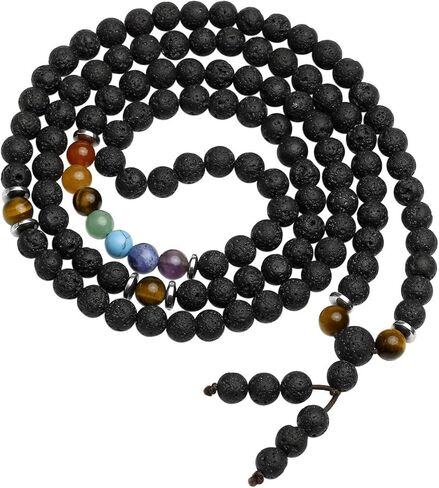 GEHECRST طبيعي 6 مم متعدد الطبقات 108 خرز صلاة مالا سوار ريكي 7 شقرا شفاء كريستال أحجار كريمة قلادة حماية التأمل مجوهرات للرجال والنساء in Kuwait