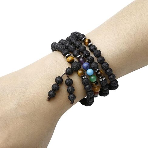 GEHECRST طبيعي 6 مم متعدد الطبقات 108 خرز صلاة مالا سوار ريكي 7 شقرا شفاء كريستال أحجار كريمة قلادة حماية التأمل مجوهرات للرجال والنساء in Kuwait