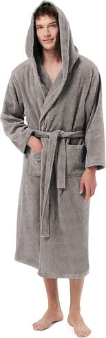 SIORO Mens Robes Big and Tall Terry Cloth Bathrobe Cotton Towel Hooded Full Length Housecoat Hot Tub Bath Spa Sleepwear M-2XL in Kuwait