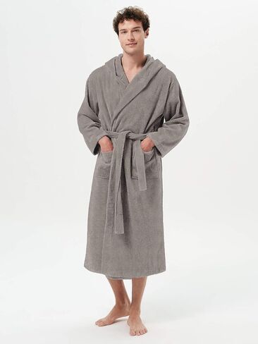 SIORO Mens Robes Big and Tall Terry Cloth Bathrobe Cotton Towel Hooded Full Length Housecoat Hot Tub Bath Spa Sleepwear M-2XL in Kuwait