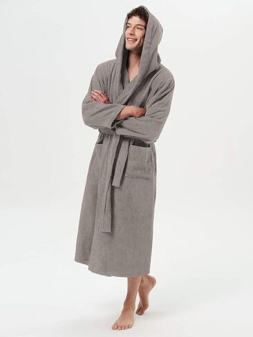 SIORO Mens Robes Big and Tall Terry Cloth Bathrobe Cotton Towel Hooded Full Length Housecoat Hot Tub Bath Spa Sleepwear M-2XL in Kuwait