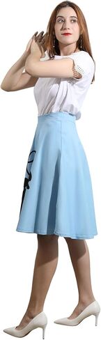 CHARTOU Women's 50s Cute Poodle Zipper Back Ruffled Swing A-Line Skirt in Kuwait