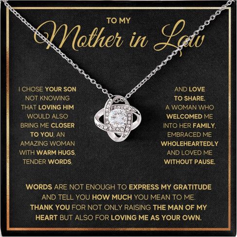 Mother in Law Gifts From Daughter in Law Necklace Gift For Husbands Mom Christmas Mothers Day Birthday Wedding Present to My Bonus Mom Jewelry Pendant Message Card Gift Box in Kuwait