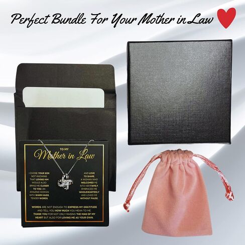 Mother in Law Gifts From Daughter in Law Necklace Gift For Husbands Mom Christmas Mothers Day Birthday Wedding Present to My Bonus Mom Jewelry Pendant Message Card Gift Box in Kuwait