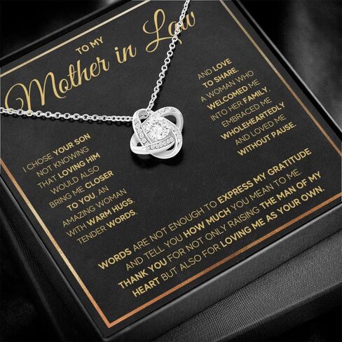Mother in Law Gifts From Daughter in Law Necklace Gift For Husbands Mom Christmas Mothers Day Birthday Wedding Present to My Bonus Mom Jewelry Pendant Message Card Gift Box in Kuwait