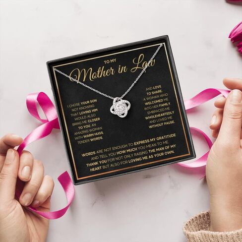 Mother in Law Gifts From Daughter in Law Necklace Gift For Husbands Mom Christmas Mothers Day Birthday Wedding Present to My Bonus Mom Jewelry Pendant Message Card Gift Box in Kuwait