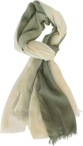 GERINLY Two Tone Linen Scarf Wraps Basic Textured Scarf Hemp Shawl in Kuwait