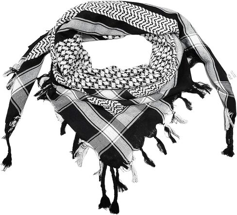 SHEKAF Shemagh Scarf Men - Women /100% Cotton Military Shemagh Keffiyeh Scarf Arafat Tactical Desert Rave Bandana Head Wrap in Kuwait
