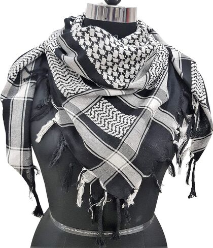 SHEKAF Shemagh Scarf Men - Women /100% Cotton Military Shemagh Keffiyeh Scarf Arafat Tactical Desert Rave Bandana Head Wrap in Kuwait
