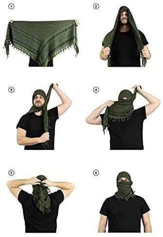 SHEKAF Shemagh Scarf Men - Women /100% Cotton Military Shemagh Keffiyeh Scarf Arafat Tactical Desert Rave Bandana Head Wrap in Kuwait
