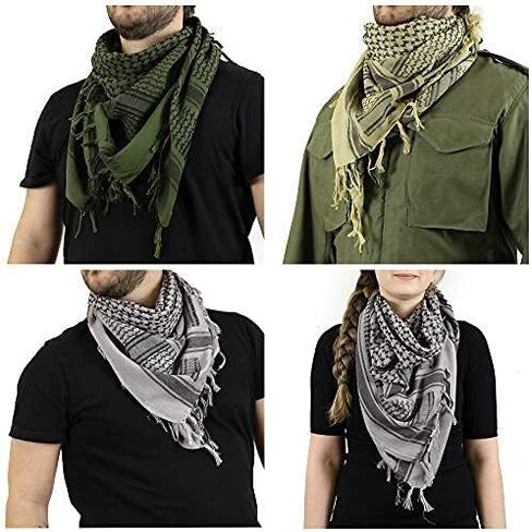 SHEKAF Shemagh Scarf Men - Women /100% Cotton Military Shemagh Keffiyeh Scarf Arafat Tactical Desert Rave Bandana Head Wrap in Kuwait