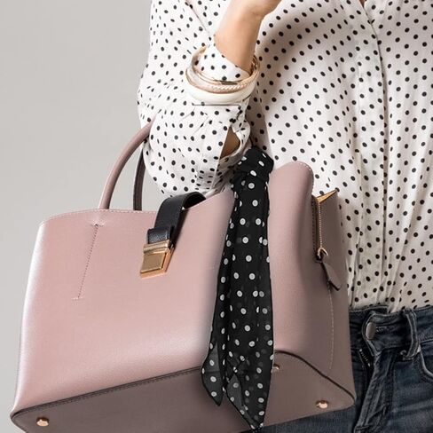 Jolbndcv 1950s وشاح شيفون منقط ريترو وشاح رقبة مربع عتيق، أسود، أبيض، كبير in Kuwait