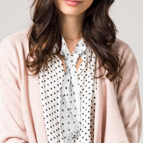 Jolbndcv 1950s وشاح شيفون منقط ريترو وشاح رقبة مربع عتيق، أسود، أبيض، كبير in Kuwait