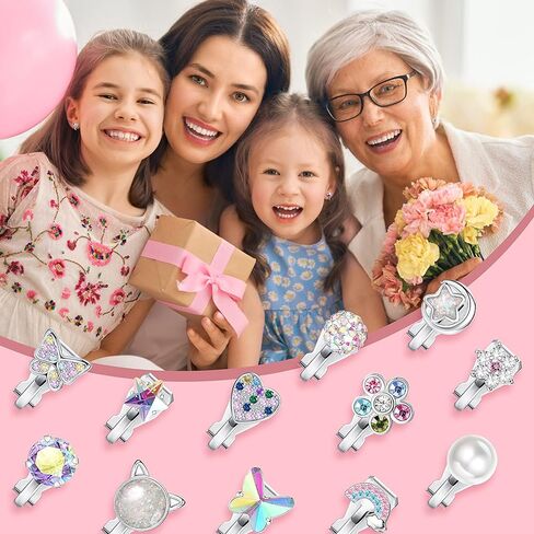 كاسيكا 12 زوج من الاقراط بمشبك للنساء والفتيات، لا تسبب الحساسية، اقراط لطيفة على شكل فراشة وزهور ولؤلؤ وقوس قزح، اقراط للنساء متعددة الالوان غير مثقوبة، معدن زركونيا مكعب, معدن, مكعب زركونيا in Kuwait