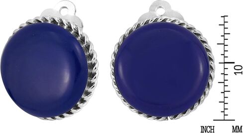 AeraVida Vintage 18 mm Round Simulated Blue Lapis-Lazuli Button .925 Sterling Silver Clip On Earrings | Classic Sterling Silver Cuff Earrings for Women in Saudi Arabia