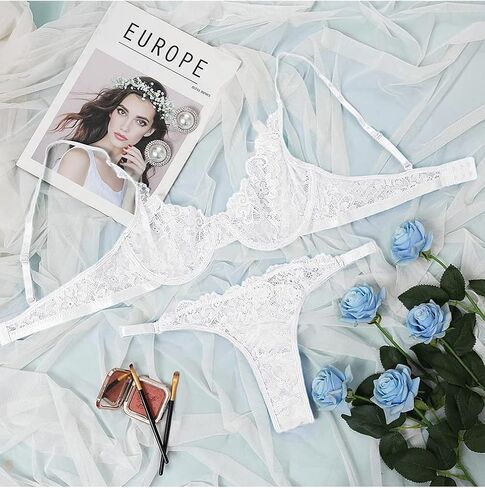 Kaei&Shi Sexy Bra And Panty Sets,Embroidered Two Piece Underwire Lingerie Set in Kuwait