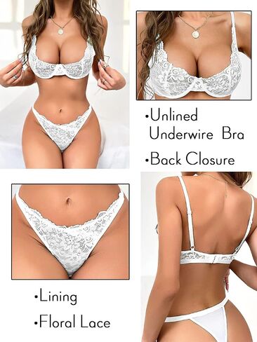 Kaei&Shi Sexy Bra And Panty Sets,Embroidered Two Piece Underwire Lingerie Set in Kuwait