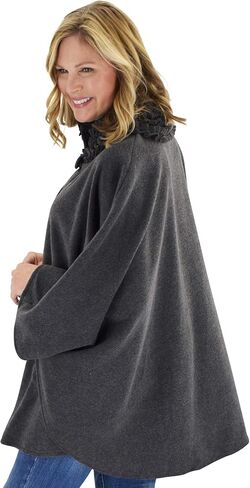 Le Moda Women's Ruffle Trim Polar Fleece Wrap with Matching Gloves and Hat | Winter Collection | One Size Fits All in Kuwait